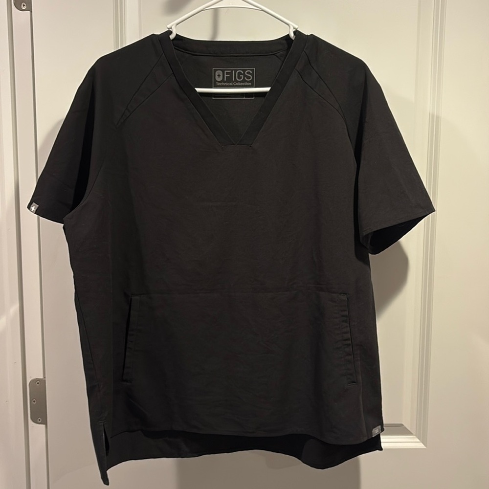 FIGS Black V-Neck Medical Scrub Top